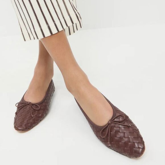Loeffler Randall Landry Ballet Flats Size 6 Chocolate Brown Woven Leather NEW - Picture 1 of 16